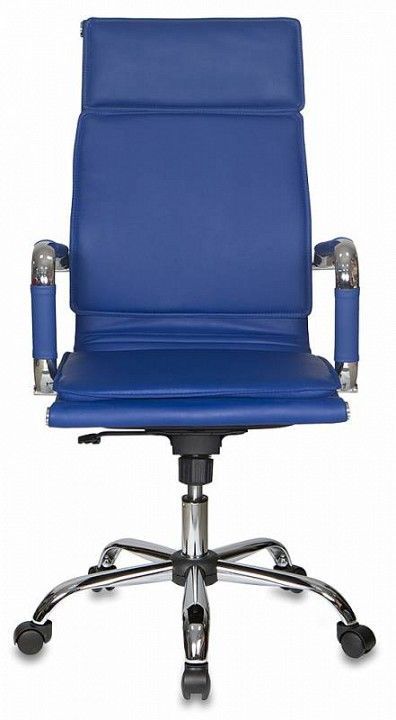 кресло руководителя бюрократ ch-993/blue синий искусственная кожа крестовина хромированная (843283)