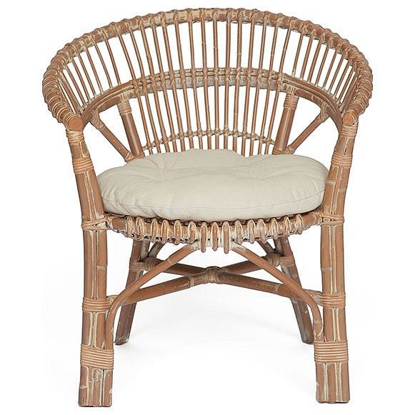 кресло secret de maison koln с подушкой, натуральный ротанг, 73*69*82 см, натуральный + white wash