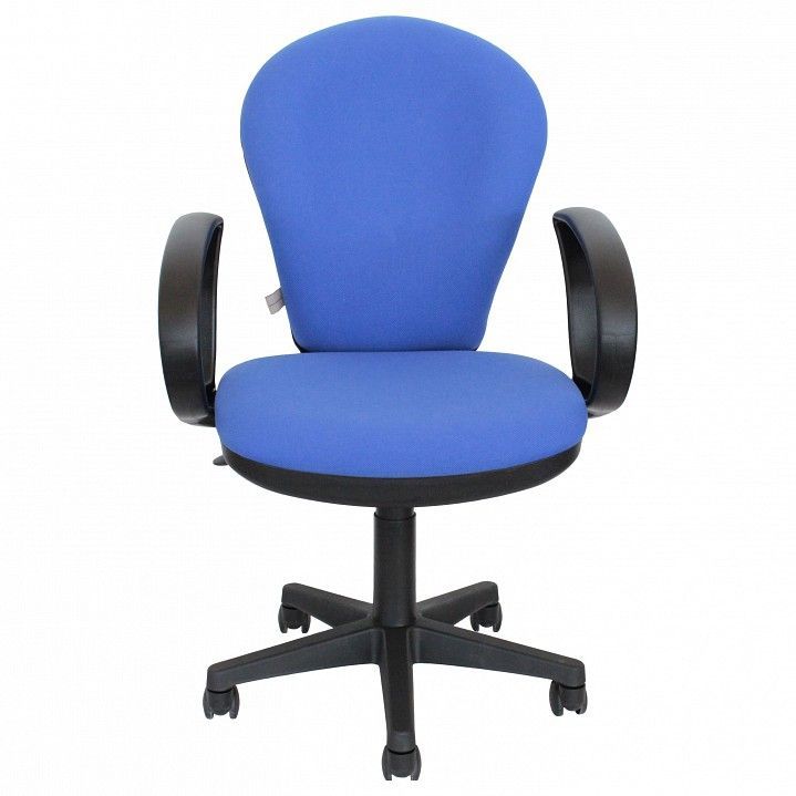 кресло  черный пластик, синяя ткань