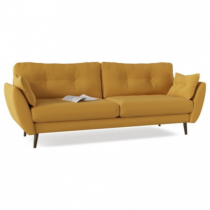 диван прямой vogue yellow нераскладной (микровелюр, оранжевый) 226/88/91