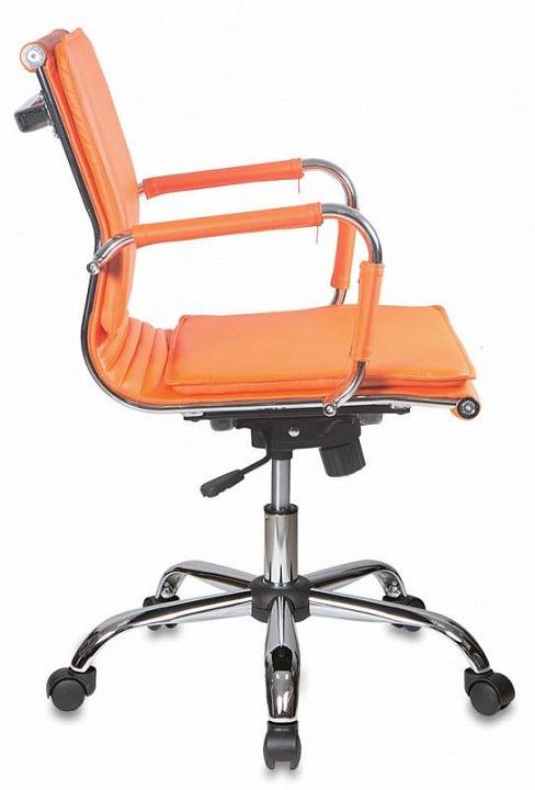кресло руководителя бюрократ ch-993-low/orange низкая спинка оранжевый искусственная кожа крестовина хромированная (843286)