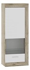 ГЕНЕЗИС шкаф навесной(витрина) Дуб Серый Крафт/Белый глянец