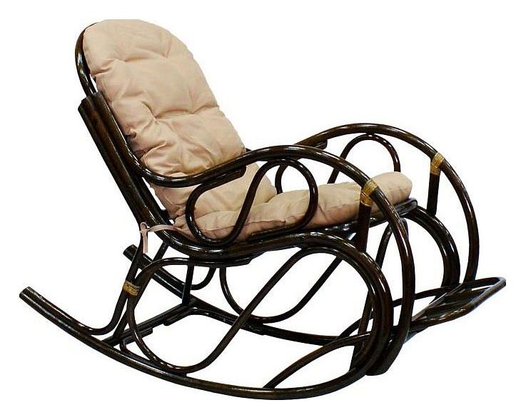кресло-качалка с подножкой promo,  браун(темно-коричневое)/цвет подушки темно-коричневый