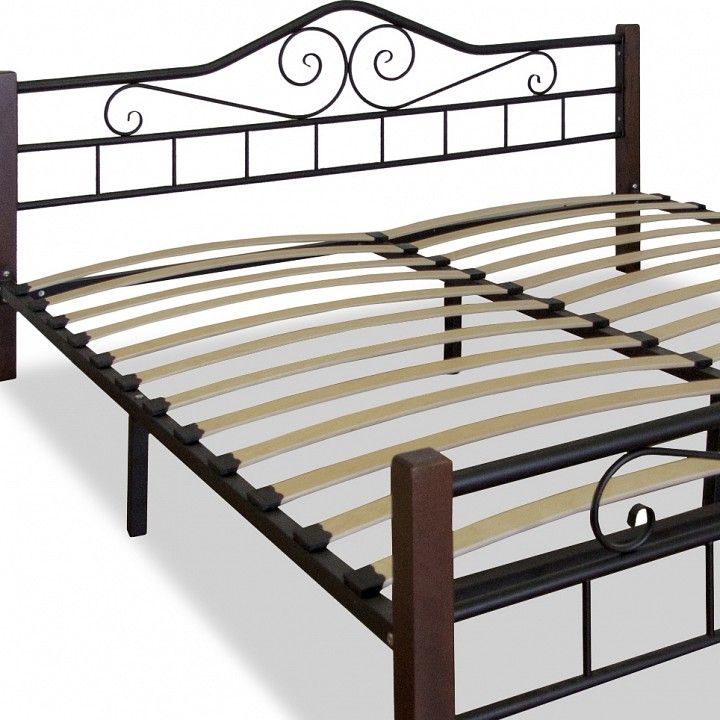 кровать сартон 1 (140) чёрный/средне-коричневый