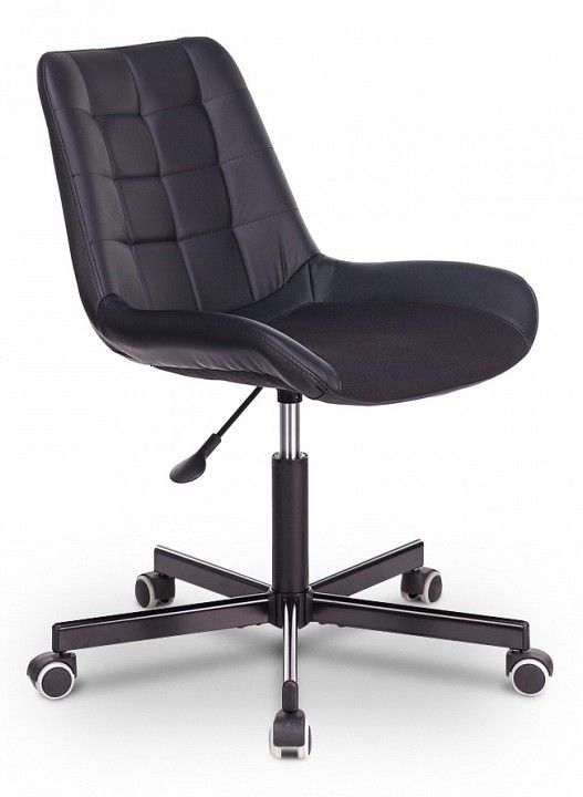 кресло бюрократ ch-350m/black без подлокотников черный искусст.кожа/ткань крестовина хром