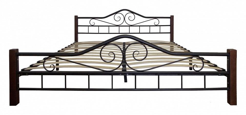 кровать сартон 1 (140) чёрный/средне-коричневый