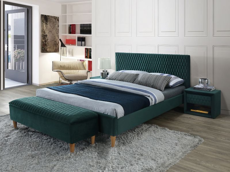кровать signal azurro velvet 140x200, зеленый