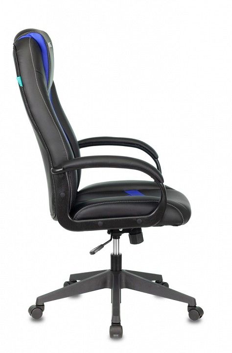 кресло игровое zombie viking-8n черный/синий искусственная кожа крестовина пластик