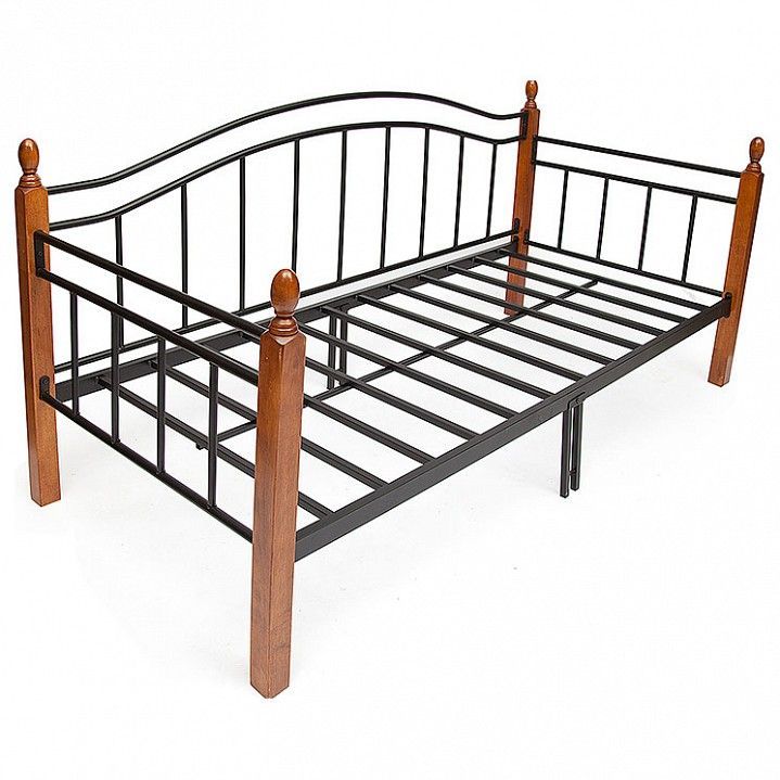кровать landler дерево гевея/металл, 90*200 см (day bed), красный дуб/черный