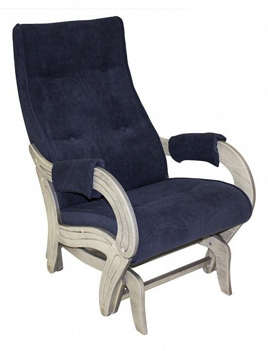 кресло-качалка глайдер ми модель 708 дуб шампань патина, ткань verona denim blue