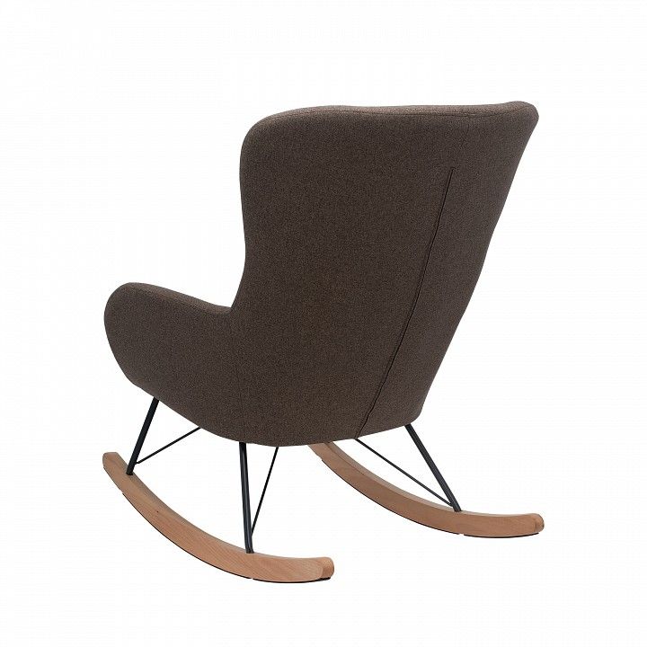 кресло-качалка leset sherlock металл: черный, деревянные пользья: натуральный,ткань: kr908-4 кофе