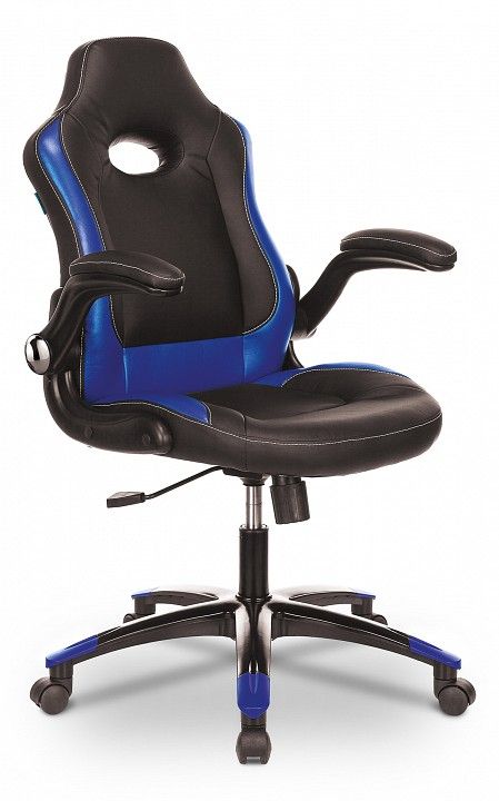 кресло игровое zombie viking-1n черный/синий искусственная кожа крестовина пластик