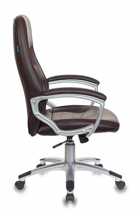 кресло руководителя бюрократ t-9910n/brown коричневый искусственная кожа (пластик серебро)