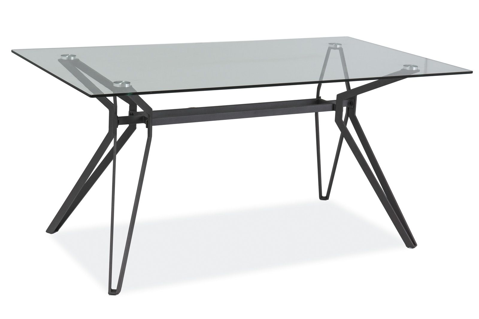 металлический стол со стеклянной столешницей