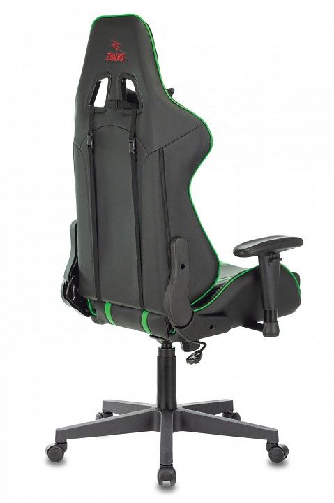 кресло игровое zombie viking zombie a4 черный/зеленый искусственная кожа с подголов. крестовина плас