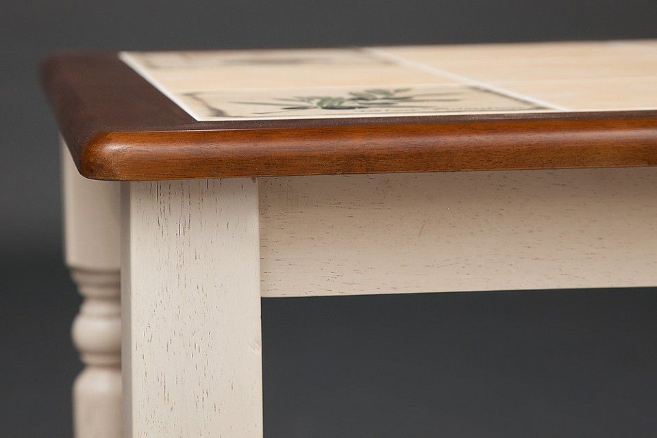 ct 3045p стол с плиткой античный белый/тёмный дуб, рисунок -  прованс  (id:  )