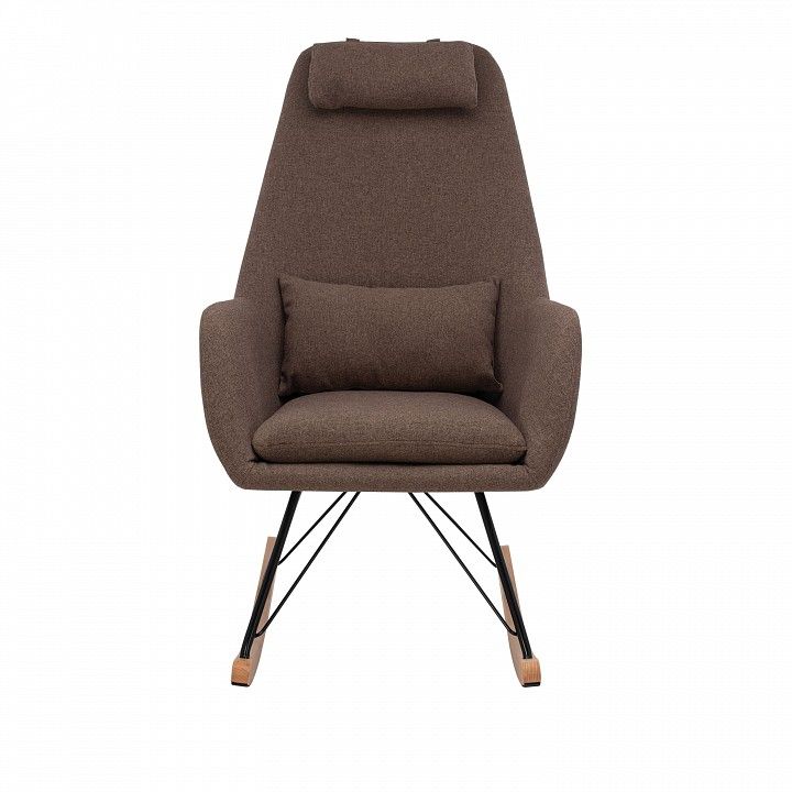 кресло-качалка leset moris металл: черный, деревянные пользья: натуральный, ткань: kr908-17 серый