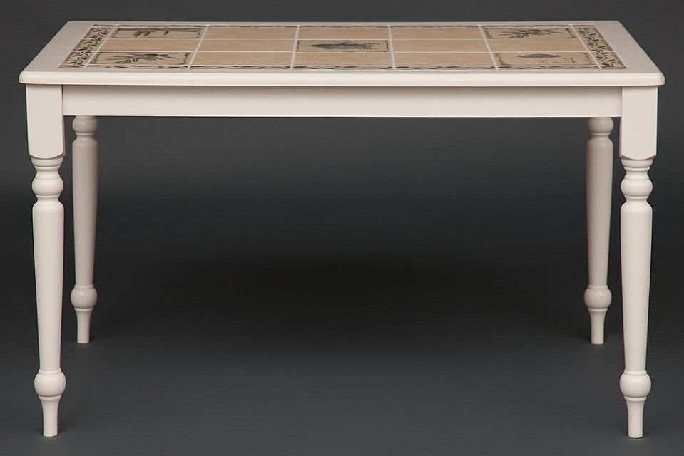 ct 3349 стол с плиткой butter white, рисунок -  прованс с бордюром (id:  )