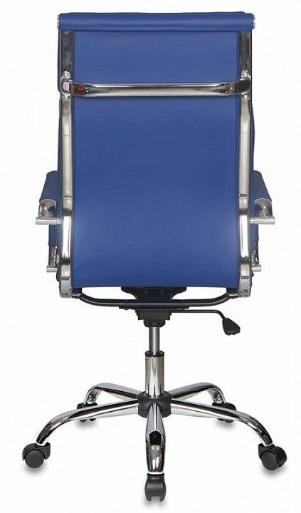 кресло руководителя бюрократ ch-993/blue синий искусственная кожа крестовина хромированная (843283)