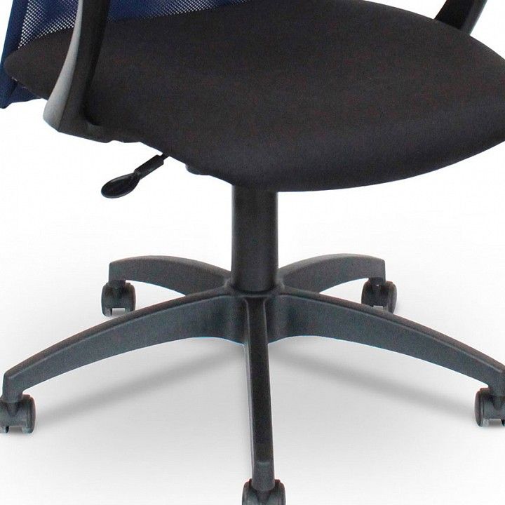 кресло  пластиковая крестовина, спинка сетка синий tw-05n, подголовник, сиденье ткань чёрный neo