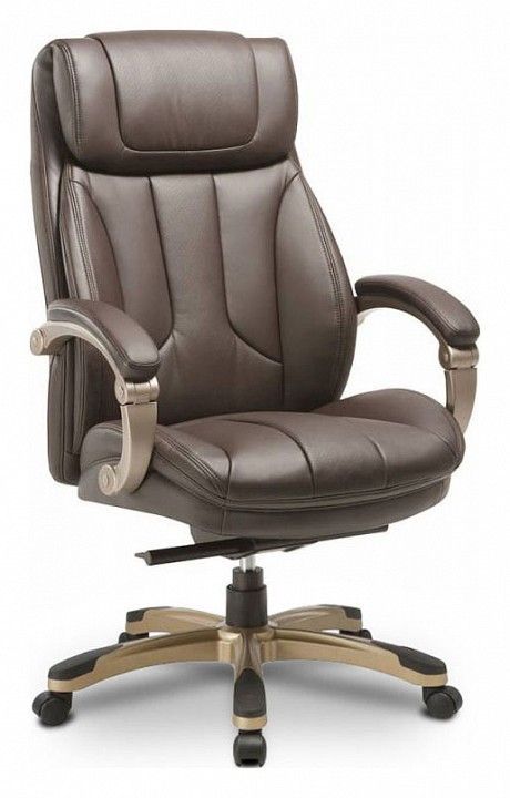 кресло руководителя бюрократ t-9921/brown коричневый рец.кожа/кожзам
