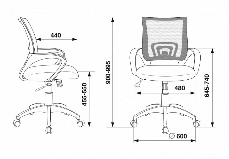 кресло бюрократ ch-695n/dg/tw-11 спинка сетка серый tw-04 сиденье черный tw-11