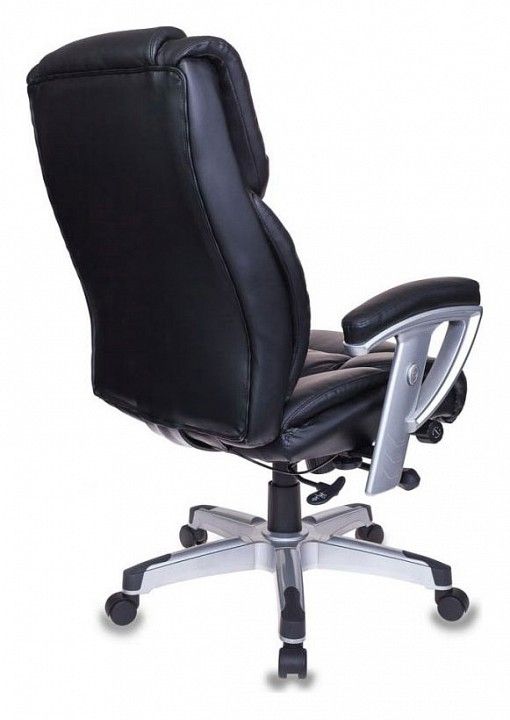 кресло руководителя бюрократ t-9999/black черный рец.кожа/кожзам колеса черный (пластик серебро)