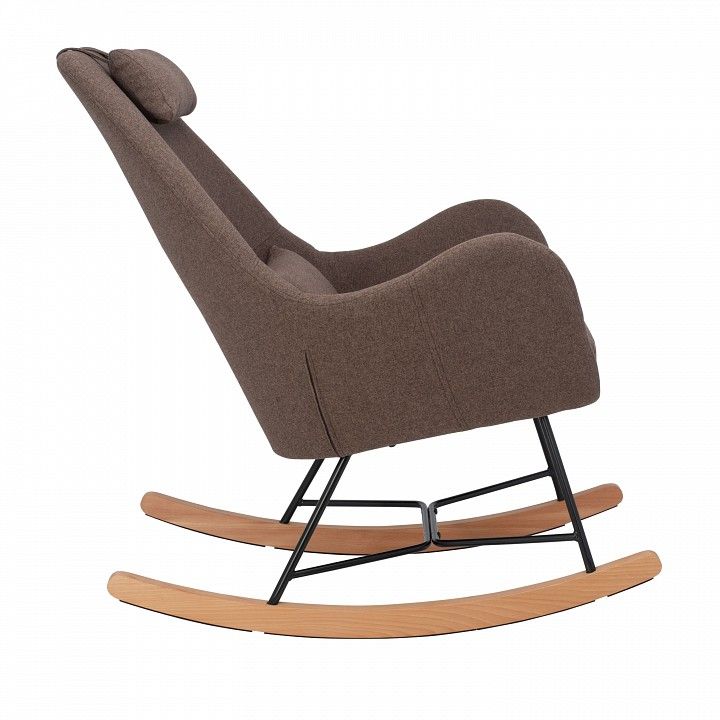 кресло-качалка leset duglas металл: черный,деревянные пользья: натуральный,ткань: kr908-4 кофе