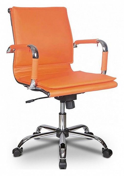 кресло руководителя бюрократ ch-993-low/orange низкая спинка оранжевый искусственная кожа крестовина хромированная (843286)