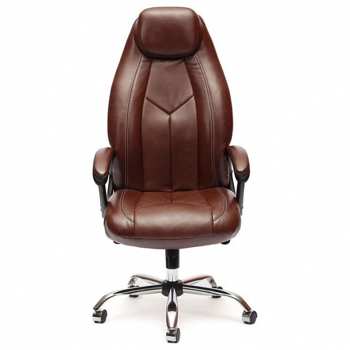 компьютерное кресло boss люкс (хром) кож/зам, коричневый/коричневый перфорированный, 2 tone/2 tone /06 (id:  )