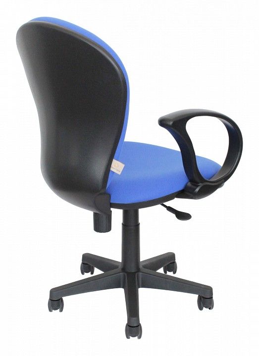 кресло  черный пластик, синяя ткань
