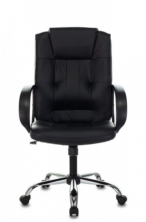 кресло руководителя бюрократ t-800n/black черный кожа крестовина хром
