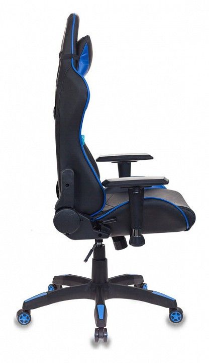 кресло игровое бюрократ ch-778/bl+blue две подушки черный/синий искусственная кожа