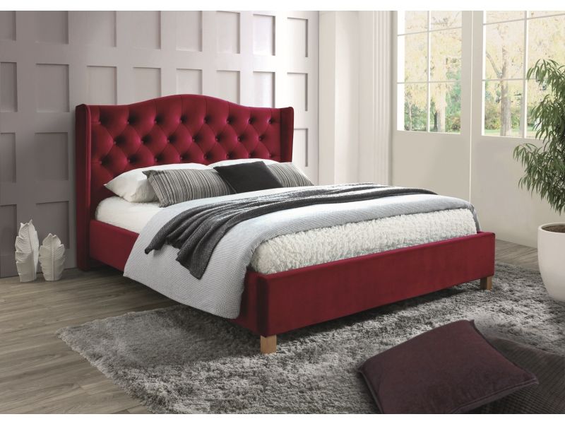 кровать signal aspen velvet 160x200, бордовый