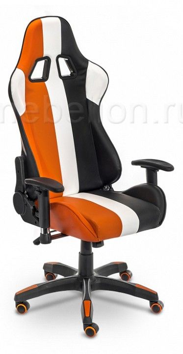 компьютерное кресло line белое/оранжевое/черное