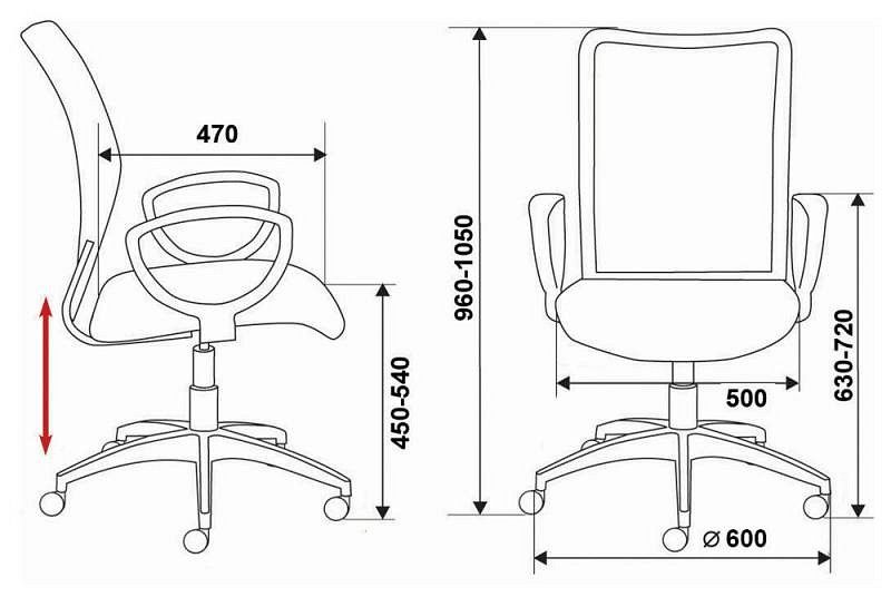 кресло бюрократ ch-599/r/tw-97n спинка сетка красный сиденье красный tw-97n (813008)