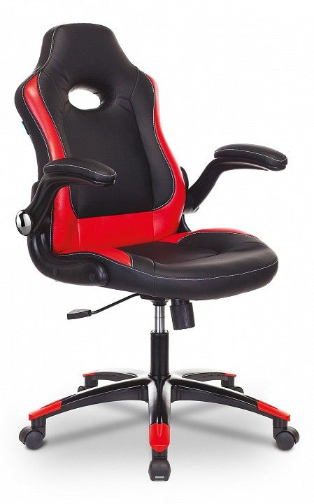 кресло игровое zombie viking-1n черный/красный искусственная кожа крестовина пластик