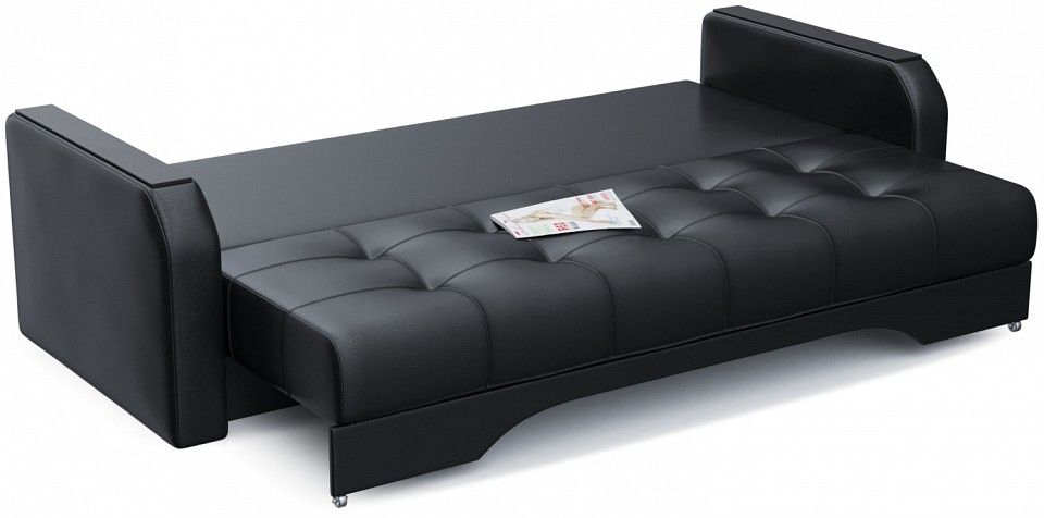 диван офисный клевер black (экокожа, черный) 230/90/90