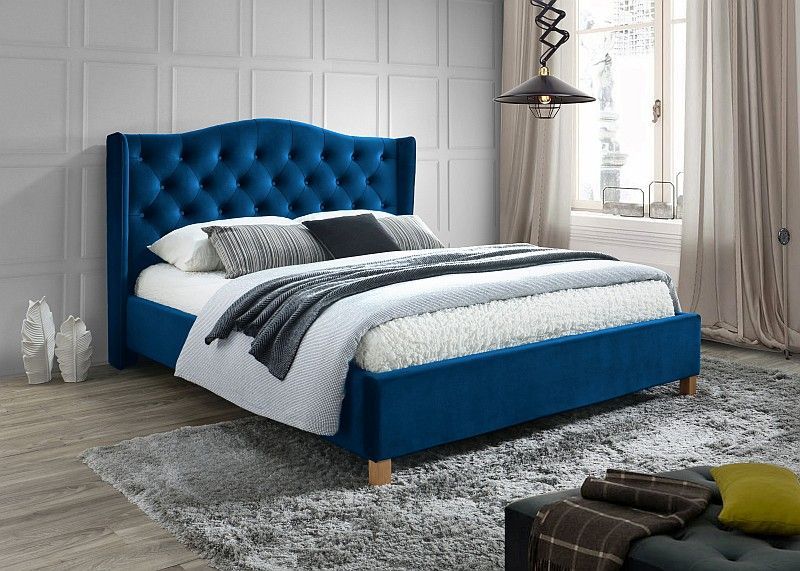 кровать signal aspen velvet 160x200, темно-синий