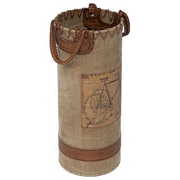 подставка для зонтов secret de maison bicycle ( mod. m-12650 )  металл/кожа буйвола/ткань, 26*26*60, коричневый, ткань: винтаж