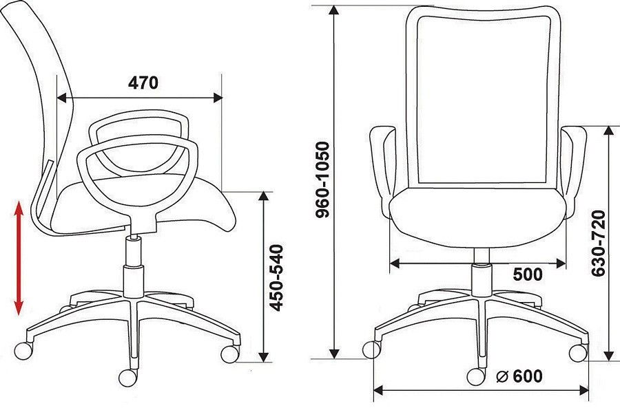 кресло бюрократ ch-599axsn/32g/tw-11 спинка сетка серый tw-32k03 сиденье черный tw-11