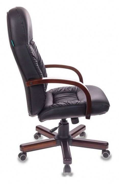 кресло руководителя бюрократ t-9908/walnut черный кожа крестовина металл
