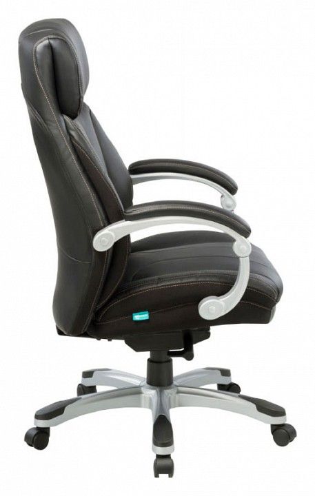 кресло руководителя бюрократ t-9921/black черный рец.кожа/кожзам (пластик серебро)