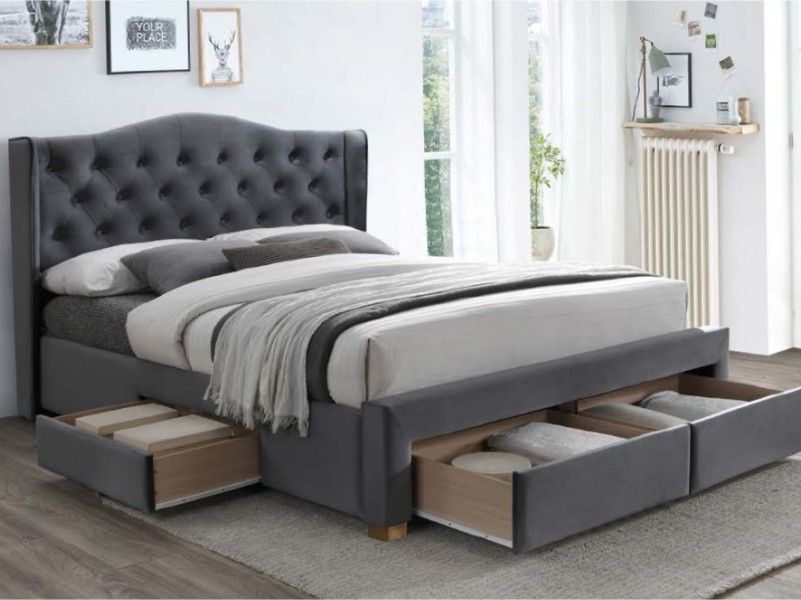 кровать signal aspen ii velvet 160x200, серый