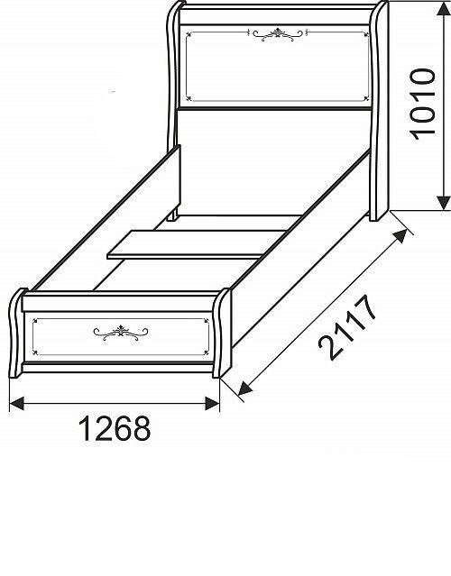 афродита 26 кровать двойная 1200 (под ортопед) (лиственница сибио)