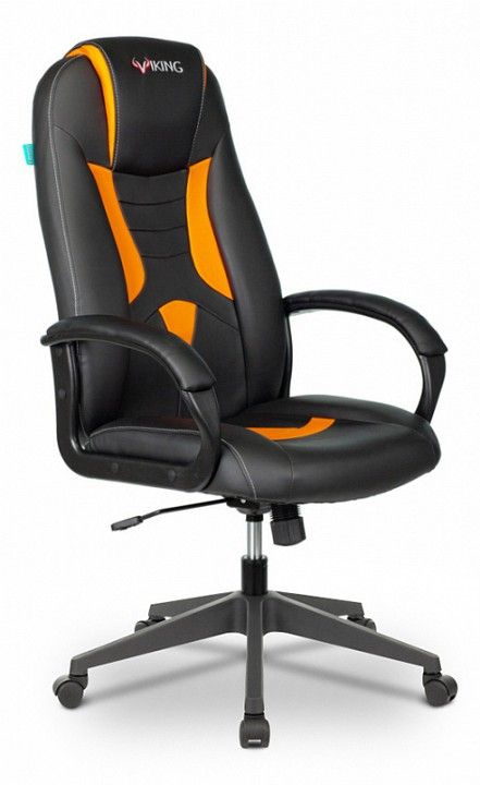 кресло игровое zombie viking-8n черный/оранжевый искусственная кожа крестовина пластик