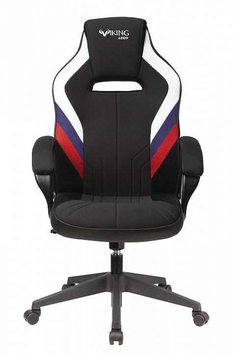 кресло игровое zombie viking 3 aero белый/синий/красный сиденье черный искусст.кожа/ткань крестовина
