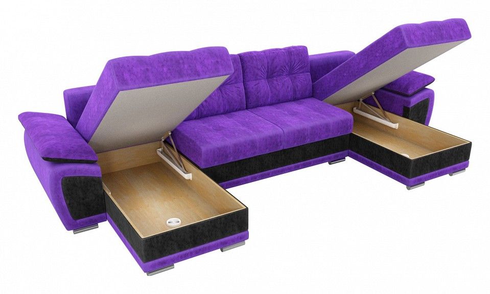 диван нэстор п,велюр фиолетовый вставка  черная