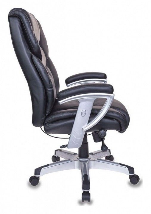 кресло руководителя бюрократ t-9999/black черный рец.кожа/кожзам колеса черный (пластик серебро)